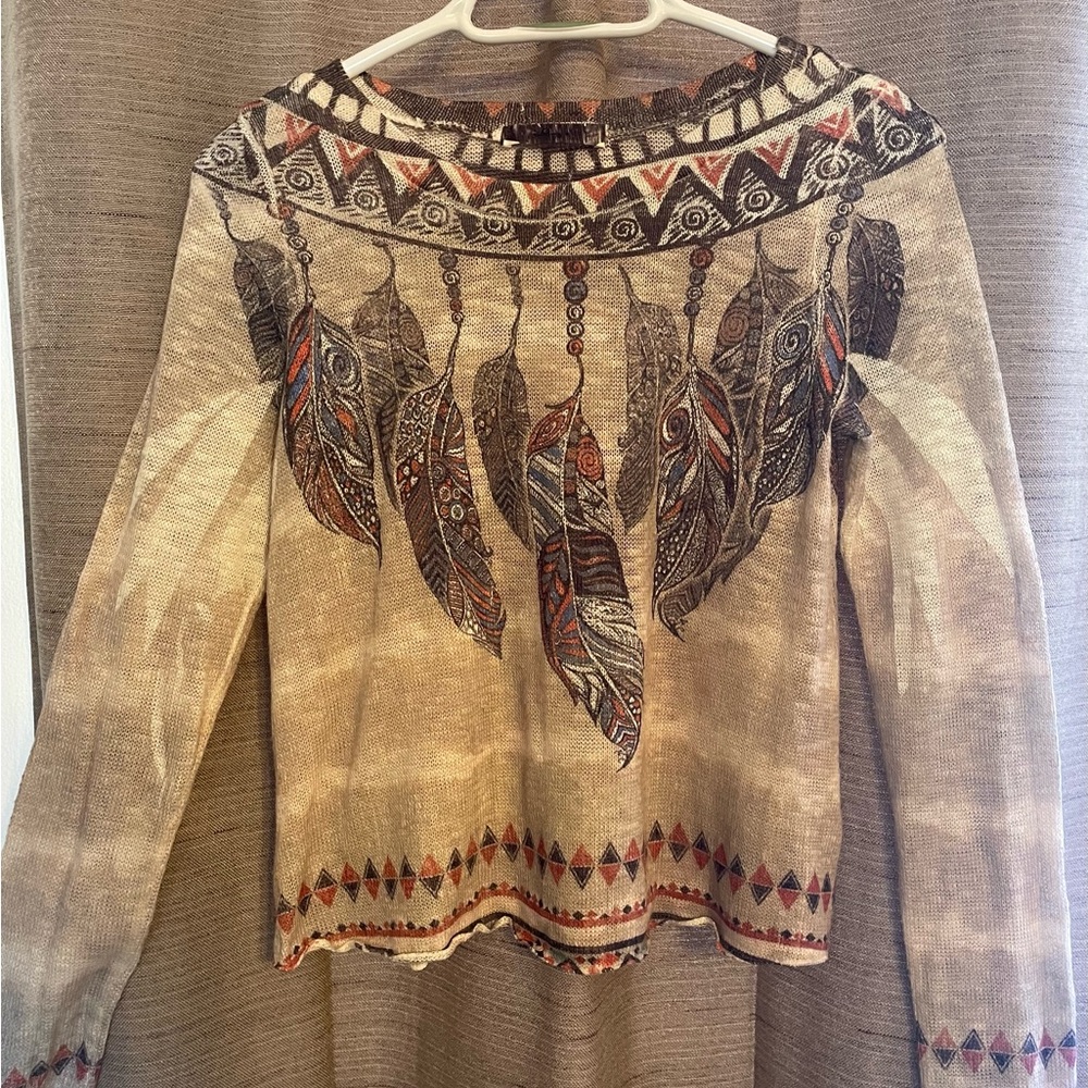 Bohemian Feather Print Women's Top
